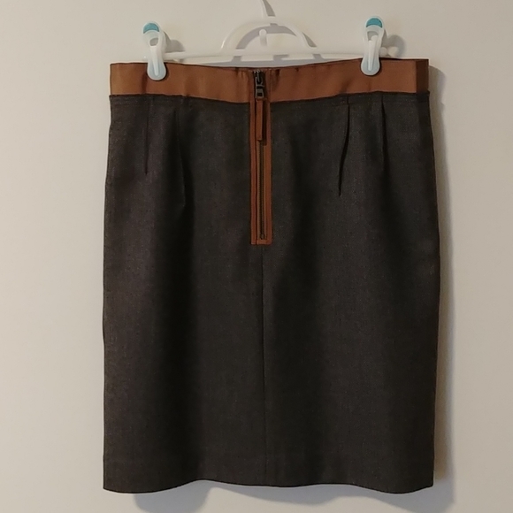 LOFT Brown Wool Pencil Skirt - Picture 4 of 7